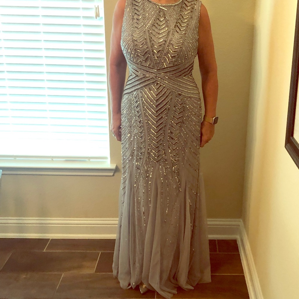 Silver long Formal Dress Mother of the Bride